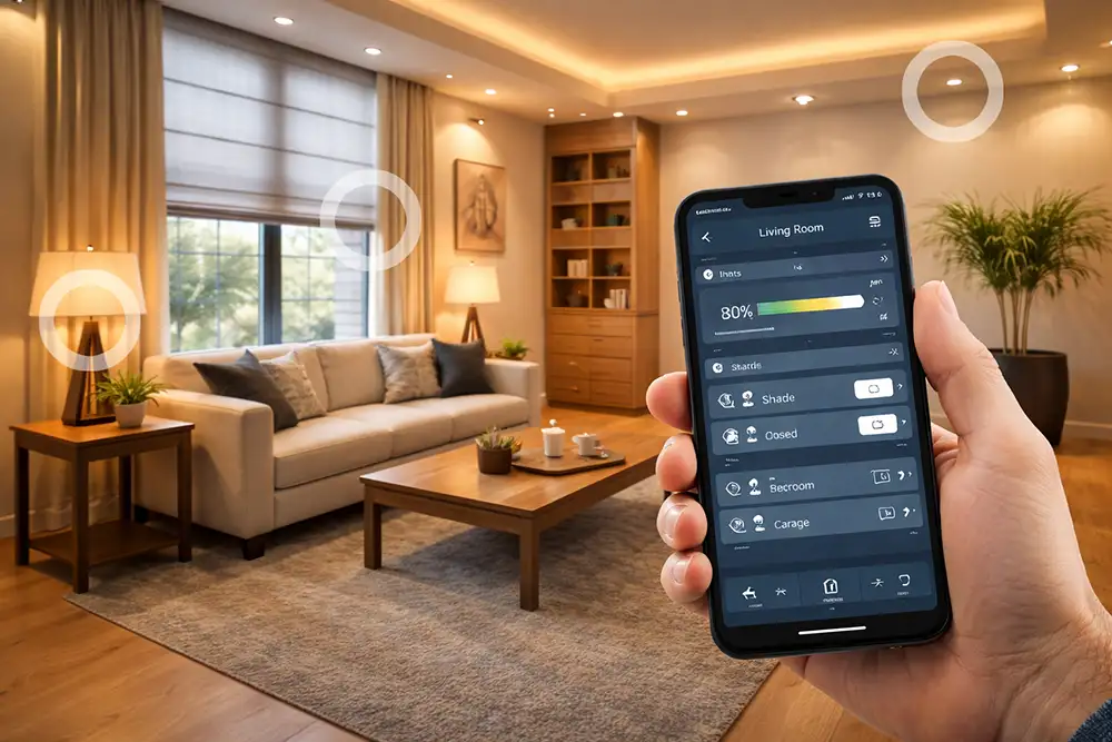 Smart home automation controls on a tablet or phone